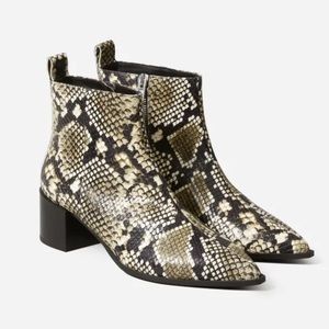 EVERLANE THE BOSS BOOT SNAKESKIN LEATHER POINTED TOE ANKLE BOOT